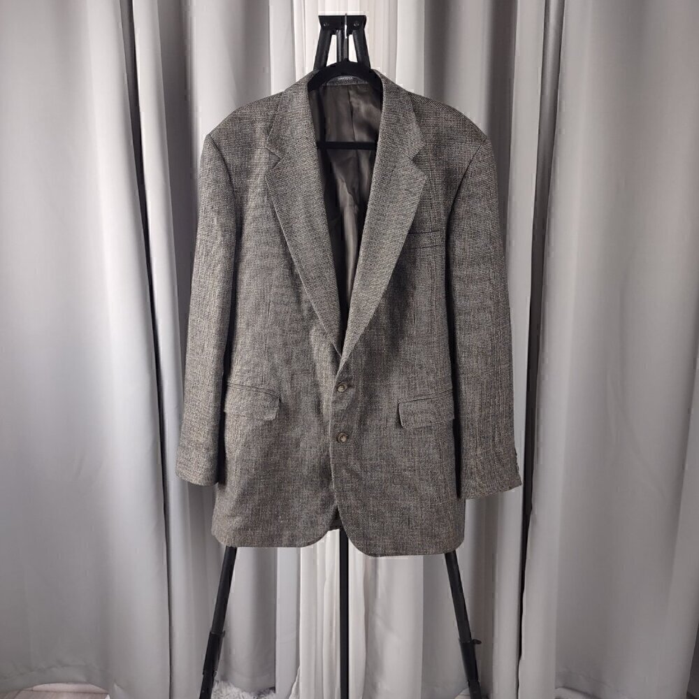 Haggar Imperial Men's Brown Leading Into A Light Gold Tweed Sport Coat Size 44L